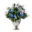 Pre-Decorated Urn Filler, Blue and Silver w/ LED Lights - 16