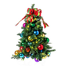 Pre-Decorated Tree, Multi w/ Warm White LED Lights - 36" TREE-036-MULTI