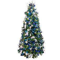 Pre-Decorated Tree, Blue and Silver w/ Cool White LED - 7.5' TREE-075-BLSLV-SS