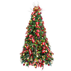 Pre-Decorated Tree, Red and Gold w/ Warm White LED - 7.5' TREE-075-RDGLD