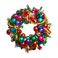 Pre-Decorated Wreath, Multi w/ LED Minis - 30" WRE30-MULTI-1