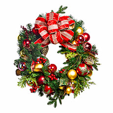 Pre-Decorated Wreath, Red and Gold w/ LED Minis - 36" WRE36-RDGLD-1