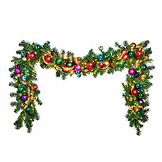 18x3 Pre-Decorated Garland, Multi w/ LED Minis GAR18X3-MULTI