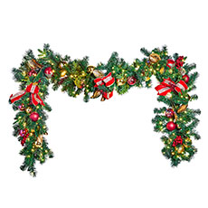 18x3 Pre-Decorated Garland, Red and Gold w/ LED Minis GAR18X3-RDGLD