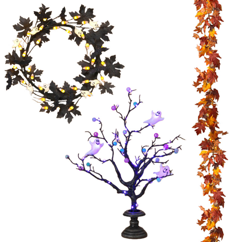 Halloween Trees, Wreaths & Garlands