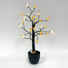 31 in. H B/O Lighted Halloween Tree with Ghosts and Candy Corn GC-2731560