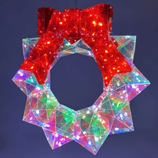 USB Electric RGB Lighted Holographic Hanging Wreath with Remote Control - 15.9" GC2738730