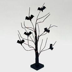 Black Glitter Bat Tree with 70 Dual Color Micro LED Lights - 2 ft. GC2740280