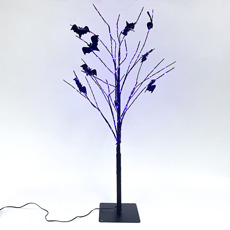 Black Glitter Bat Tree w/ 140 Dual Color Micro LED Lights - 3 ft. GC2740290