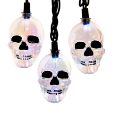 Halloween RGB LED Glitter Skull Lights - 10 Lights HW1885