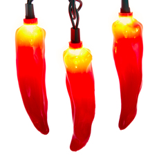 Red Chili Pepper Christmas String Lights - 10 Lights UL0027R