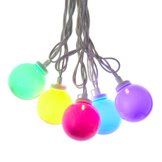 Multicolor LED Opaque G50 String Lights with White Wire - 10 Lights UL4017WH