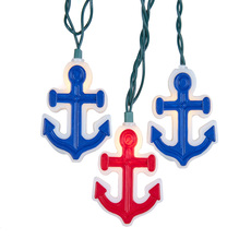 Holiday Red and Blue Anchor Lights - 10 Lights UL4350