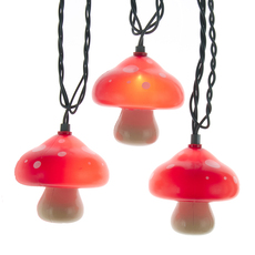 Mushroom String Lights with Green Wire - 10 Lights UL4377