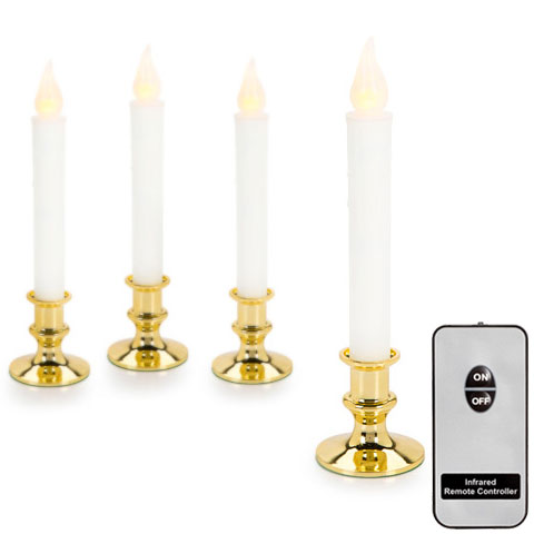 Gold Base LED Flameless Candles - Battery Operated