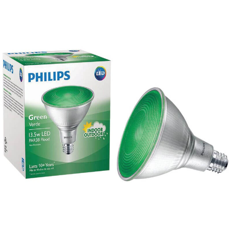 Philips 13.5W Green PAR38 Medium LED Floodlight Light - 100W Equivalent