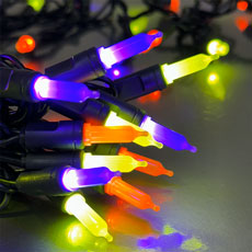 Halloween Frosted LED Light Strand - Orange, Purple and Lime 50 Lights  VM-K7558F