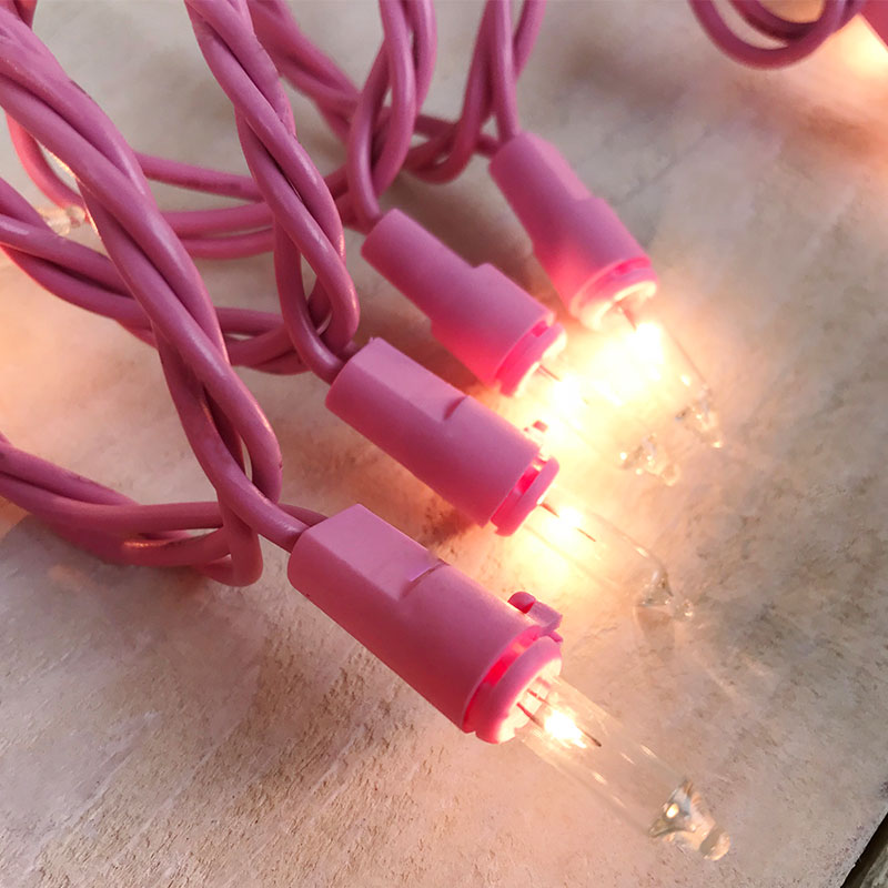 Brite Star 96826 - 50 Light Pink Wire Clear Miniature Light Christmas
